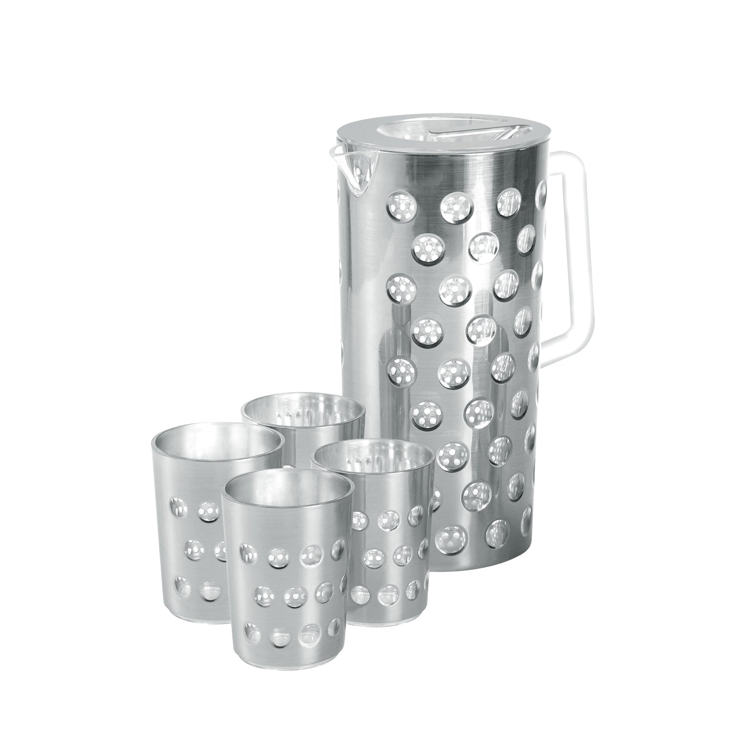 Royalford 5-Piece Water Jug Set- RF12165| Premium-Quality Plastic Set with 2.5 L Water Jug and 4 400 ML Glasses| Unbreakable Jug with Lid for Juices, Squashes, Milk| Food Grade, Break-Resistant Multicolor