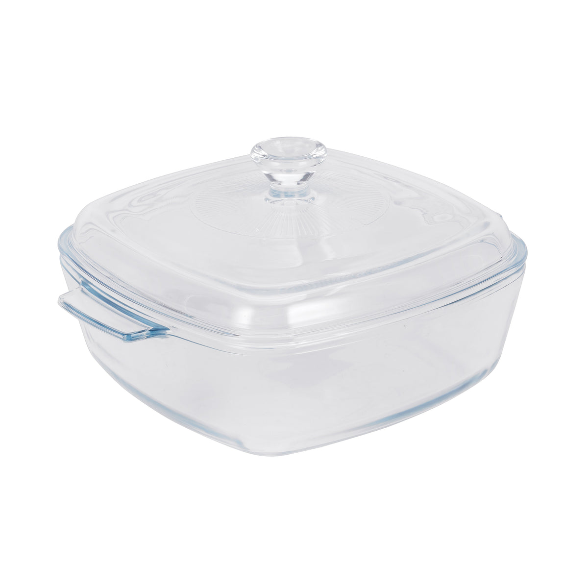 Royalford 1.5 L Glass Baking Dish with Lid-RF12200/ Square Tray Perfect for Baking and Serving/ Casserole with Easy Grab Handles and Knob/ Oven, Dishwasher and Freezer Safe Clear