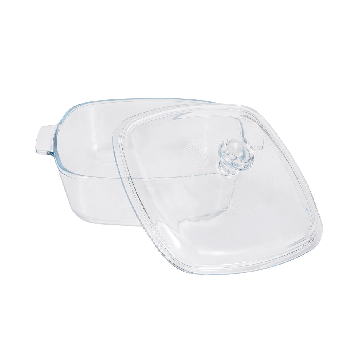 Royalford 1.5 L Glass Baking Dish with Lid-RF12200/ Square Tray Perfect for Baking and Serving/ Casserole with Easy Grab Handles and Knob/ Oven, Dishwasher and Freezer Safe Clear