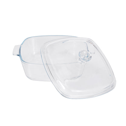 Royalford 1.5 L Glass Baking Dish with Lid-RF12200/ Square Tray Perfect for Baking and Serving/ Casserole with Easy Grab Handles and Knob/ Oven, Dishwasher and Freezer Safe Clear