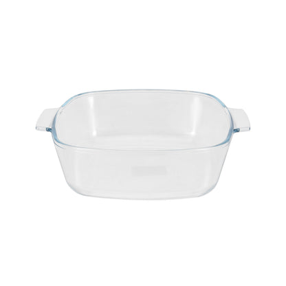 Royalford 1.5 L Glass Baking Dish with Lid-RF12200/ Square Tray Perfect for Baking and Serving/ Casserole with Easy Grab Handles and Knob/ Oven, Dishwasher and Freezer Safe Clear