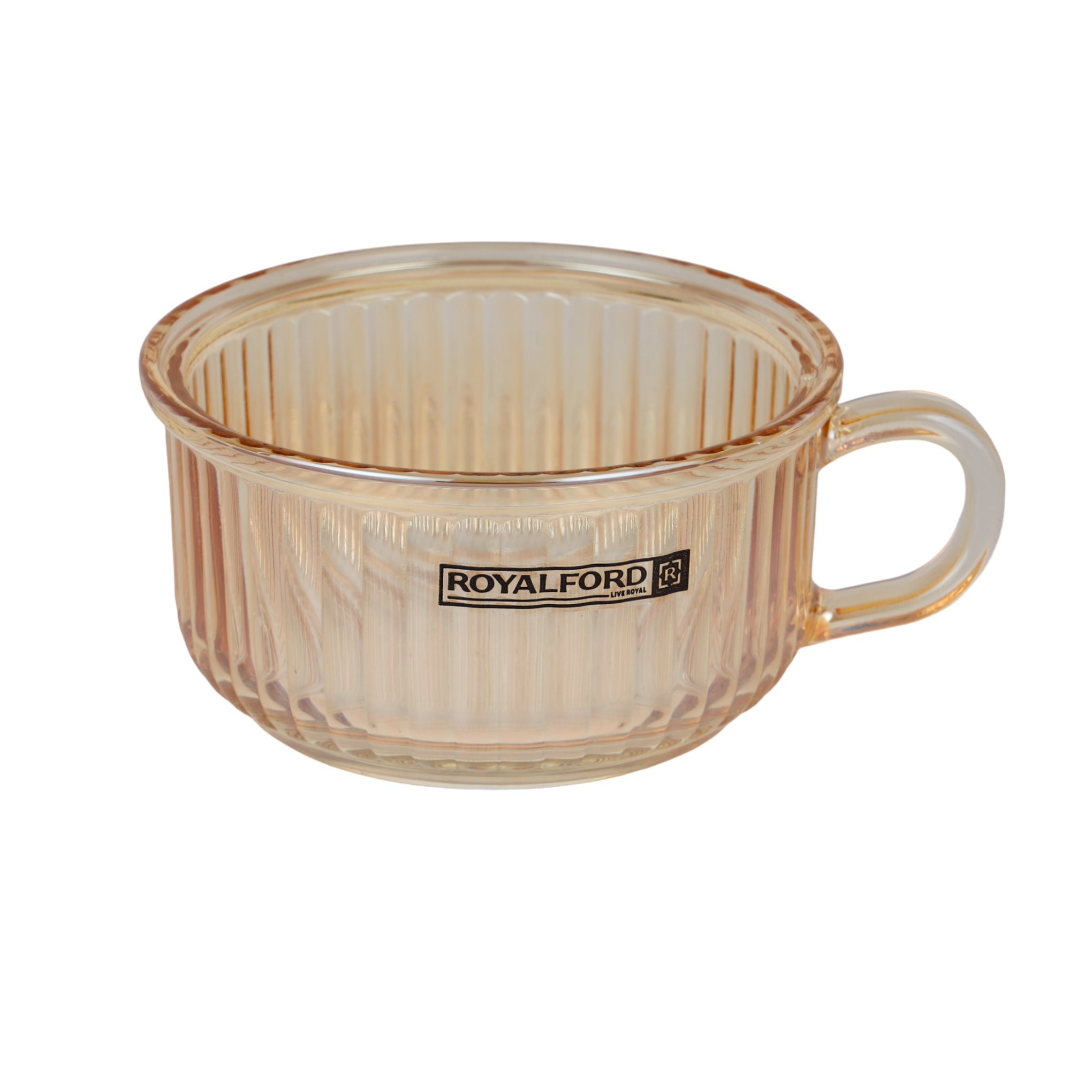 Glass Bowl With Lid  Or Soda Lime Pot Side Handle Mug Design gold and transparent