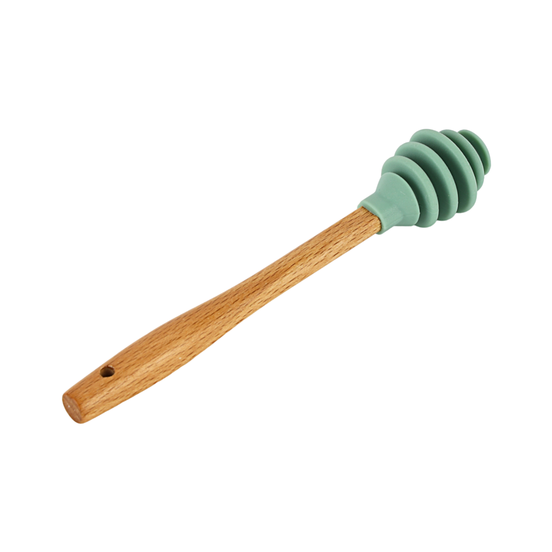 Honey Spoon With Silicone Head And Beech Wood Handle 17 Cm Blue/Brown