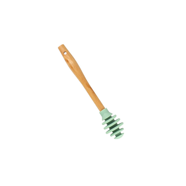 Honey Spoon 17cm RF12276 | Silicone Honey Drizzler with Beech Wood Handle | Wooden Serving Spoon for Honey, Maple Syrup, Molasses, Desserts & Tea