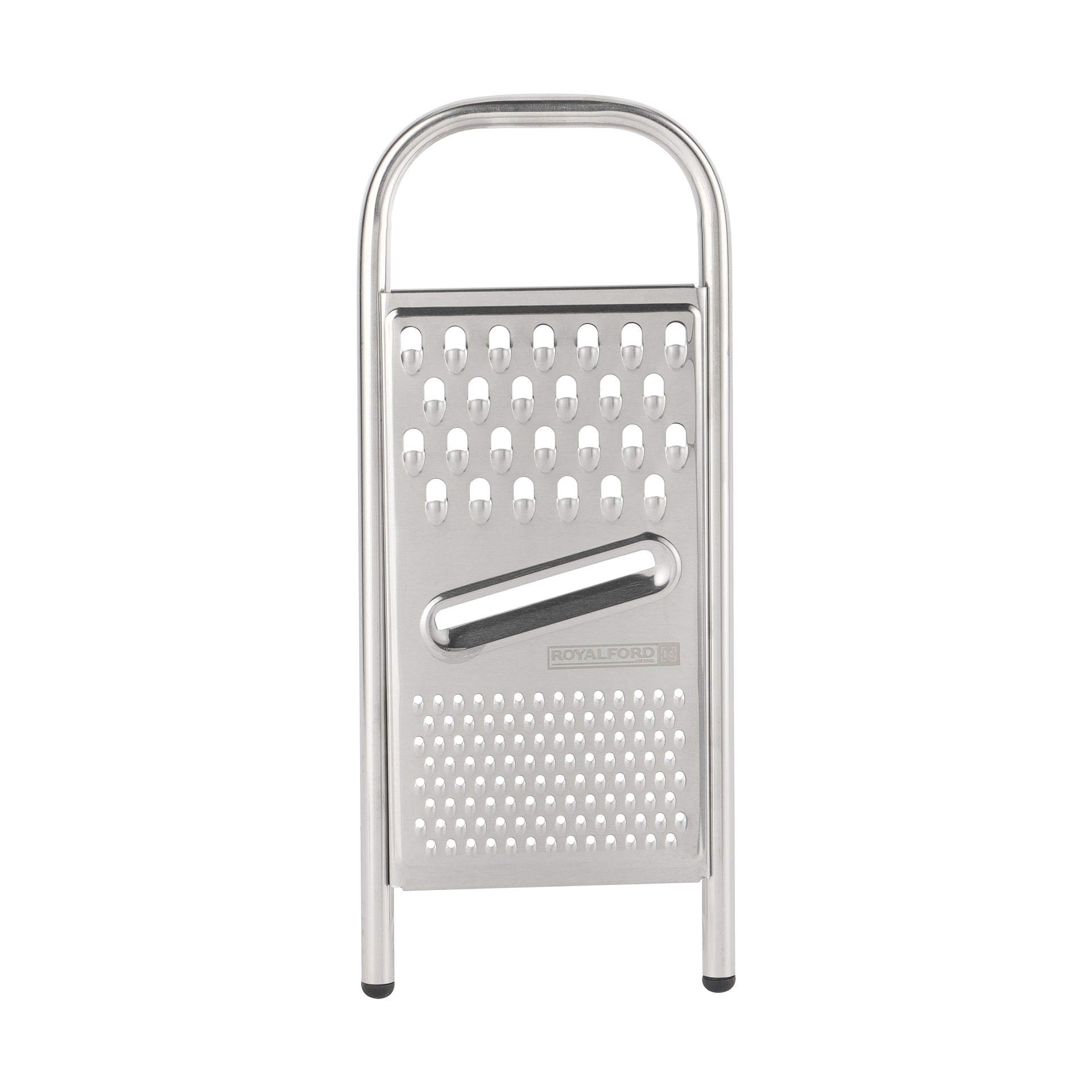Royalford Stainless Steel 3-in-1 Flat Grater- RF12351/ with PP Base, Light-Weight and Compact Design/ Multiple Grating Style Silver