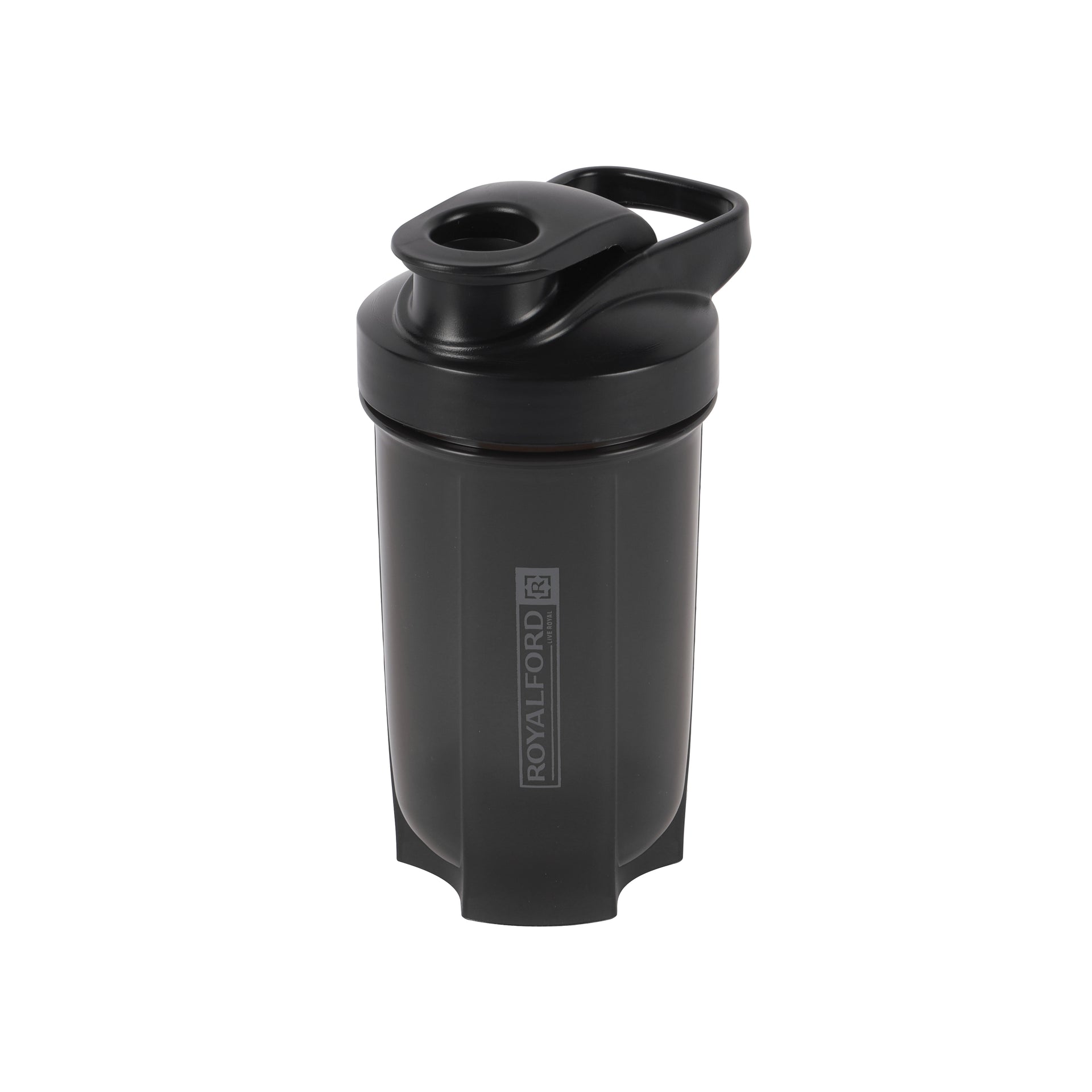 Royalford 500 ml Protein Shaker Bottle- RF12358/ Plastic ware for making Proteins Drinks, with Stainless Steel Blending Ball for Lump-Free Smooth Shakes/ Leak-Proof and Portable Design/ Suitable for Indoor and Outdoor Use/ Black