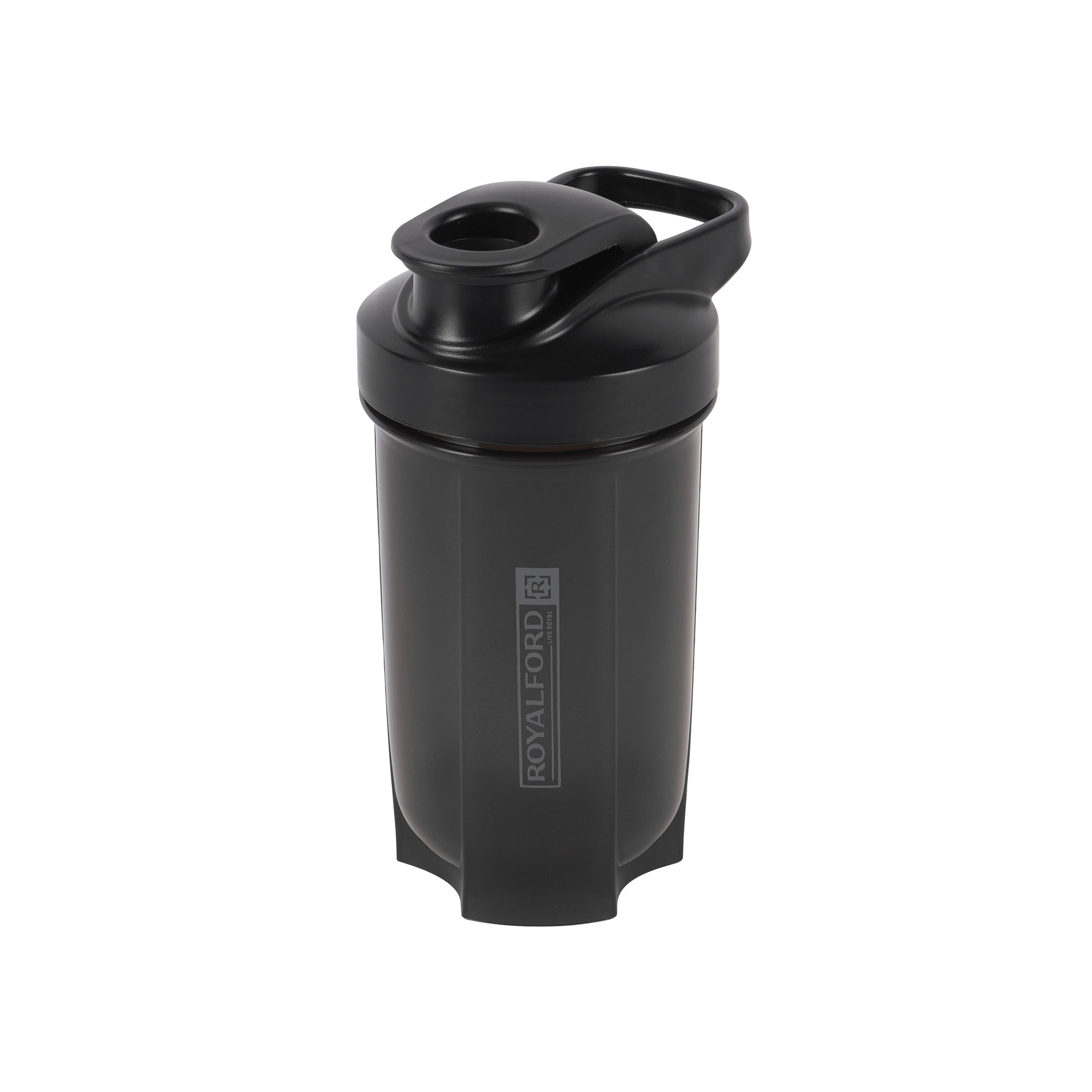 Royalford 500 ml Protein Shaker Bottle- RF12358/ Plastic ware for making Proteins Drinks, with Stainless Steel Blending Ball for Lump-Free Smooth Shakes/ Leak-Proof and Portable Design/ Suitable for Indoor and Outdoor Use/ Black