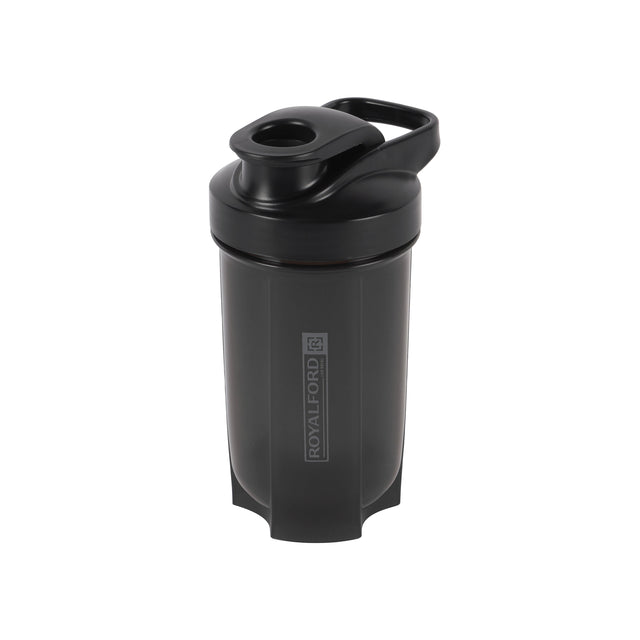 Royalford 500 ml Protein Shaker Bottle- RF12358/ Plastic ware for making Proteins Drinks, with Stainless Steel Blending Ball for Lump-Free Smooth Shakes/ Leak-Proof and Portable Design/ Suitable for Indoor and Outdoor Use/ Black