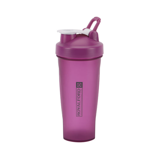 Royalford 600 ml Protein Shaker Bottle- RF12359/ Plastic ware for making Proteins Drinks, with Stainless Steel Blending Ball for Lump-Free Smooth Shakes/ Leak-Proof and Portable Design/ Suitable for Indoor and Outdoor Use/ Purple