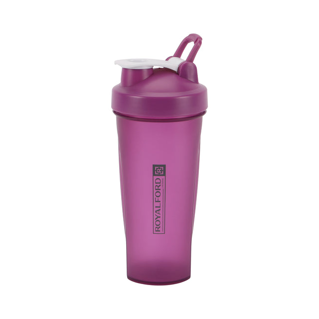 Royalford 600 ml Protein Shaker Bottle- RF12359/ Plastic ware for making Proteins Drinks, with Stainless Steel Blending Ball for Lump-Free Smooth Shakes/ Leak-Proof and Portable Design/ Suitable for Indoor and Outdoor Use/ Purple