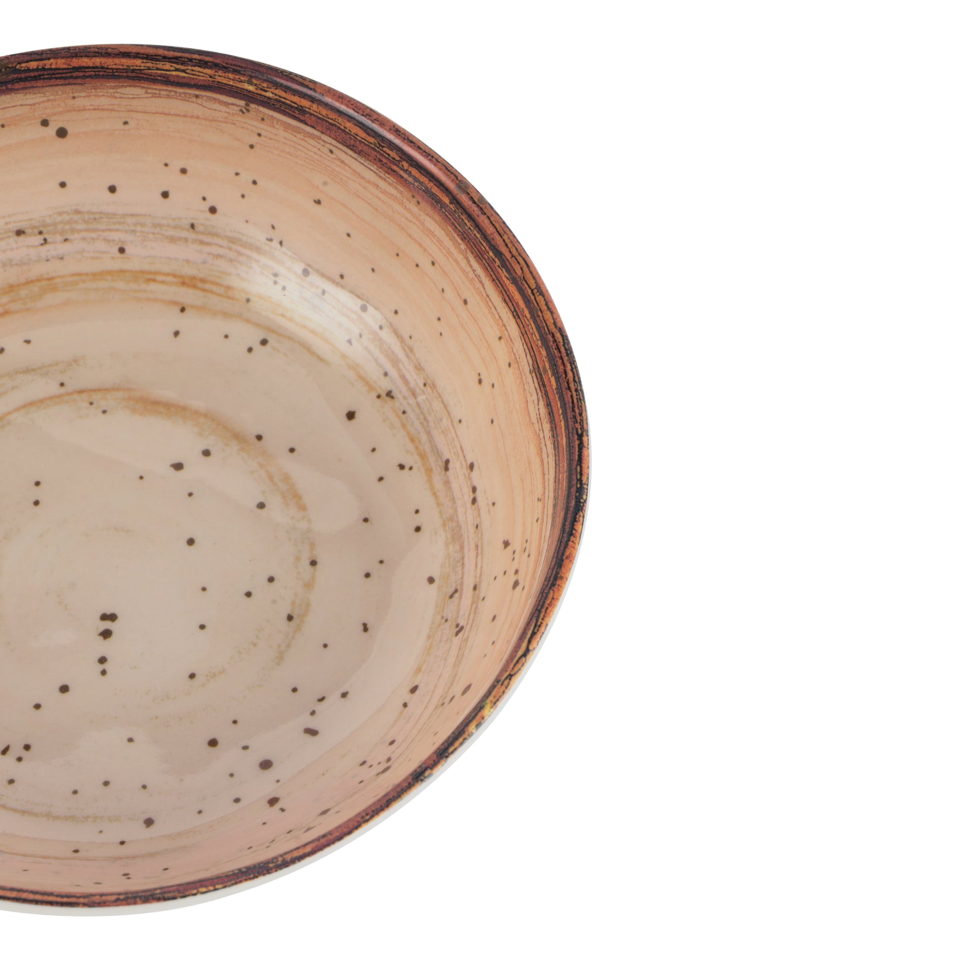 Royalford 6.4" Fine Stone Melamineware Serving Bowl RF12380 White Bowl with Elegant Brown Print, Non-Toxic and Hygienic Food-Grade Material, Dishwasher Safe Multicolor 6.4inch