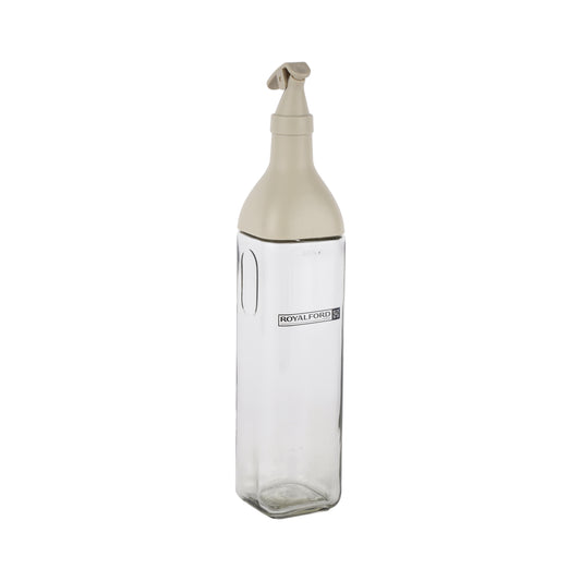 Royalford 500ml Glass Oil Bottle RF12418 Transparent Dispenser Perfect for Dispensing Oil, Vinegar, Olive Oil, Spices, Etc. with PP Lid and Convenient Pouring Spout Clear and White Multicolor