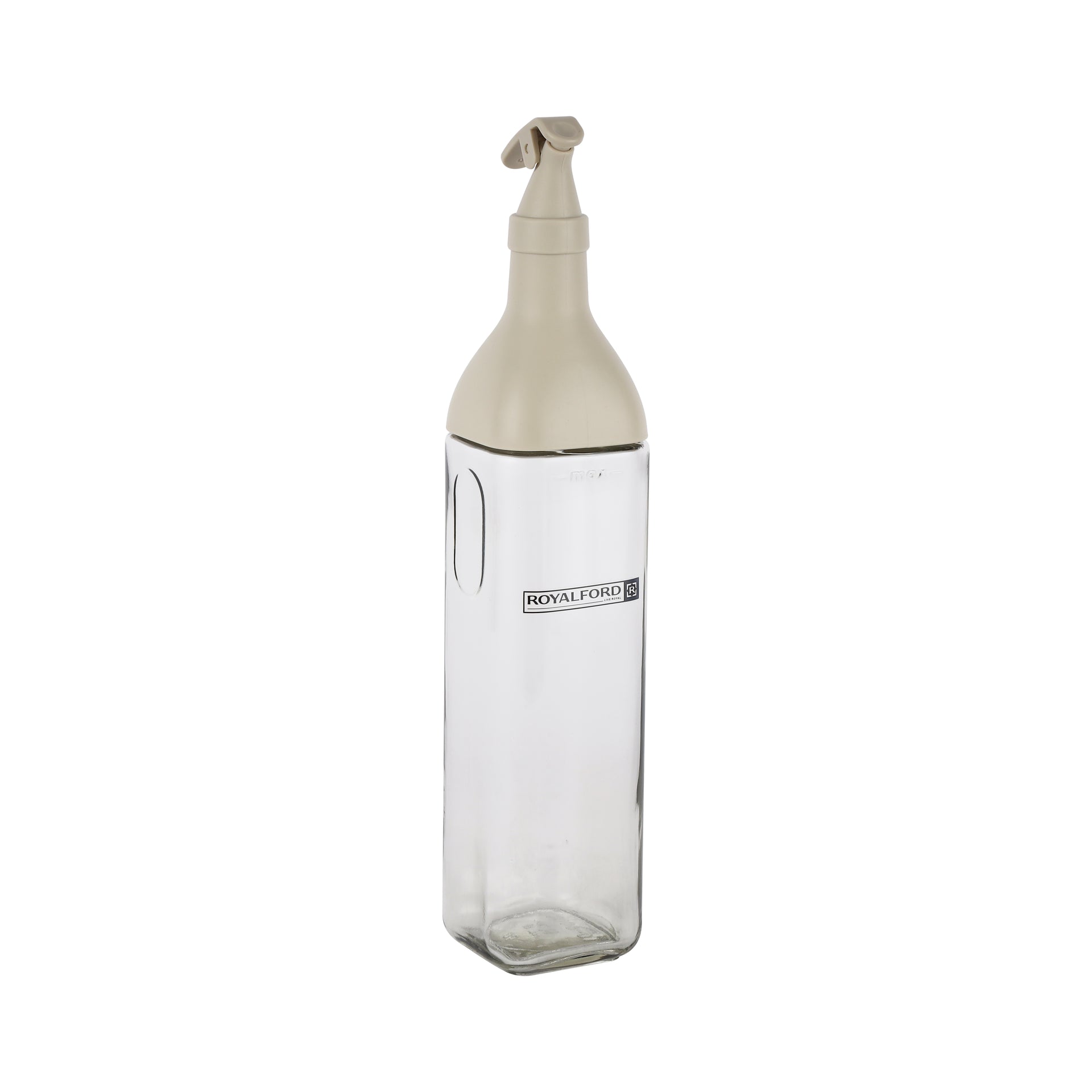 Royalford 500ml Glass Oil Bottle RF12418 Transparent Dispenser Perfect for Dispensing Oil, Vinegar, Olive Oil, Spices, Etc. with PP Lid and Convenient Pouring Spout Clear and White Multicolor