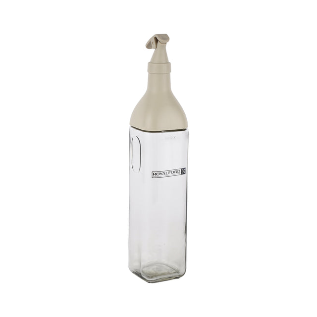 Royalford 500ml Glass Oil Bottle RF12418 Transparent Dispenser Perfect for Dispensing Oil, Vinegar, Olive Oil, Spices, Etc. with PP Lid and Convenient Pouring Spout Clear and White Multicolor