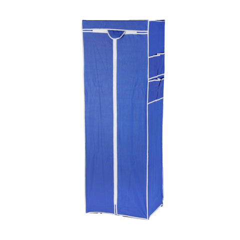 Royalford Wardrobe- RF12427/ Fabric Cabinet with Zipper Closure, Strong Metal Rods, Easy to Assemble/ Multi-Purpose Storage for Clothes, Shirt, Dress, etc./ for Home, Bedroom, Hostel, Living Room/ Heavy-Duty, Rectangular Stand, Space-Saving Design/ Blue