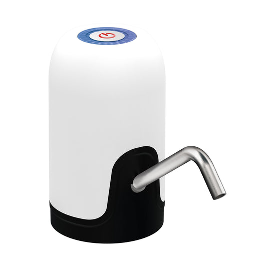 Royalford Rechargeable Water Pump RF12434 Simple Installation, Pump for Water Gallon Light Weight Pump with Easy One Touch Mechanism with LED Indicator and USB Charging White