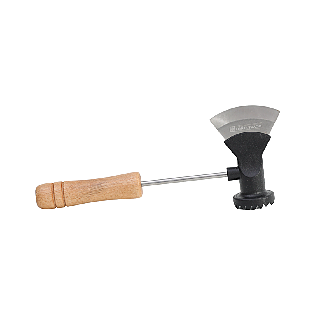 Royalford 2-in-1 Meat Tenderizer with Axe Knife RF12453 Beech Wood Handle, Stylish and Long Classic Design, Chop and Tenderise Meat Pieces, Used for Steak, Chicken, Fish Multicolor