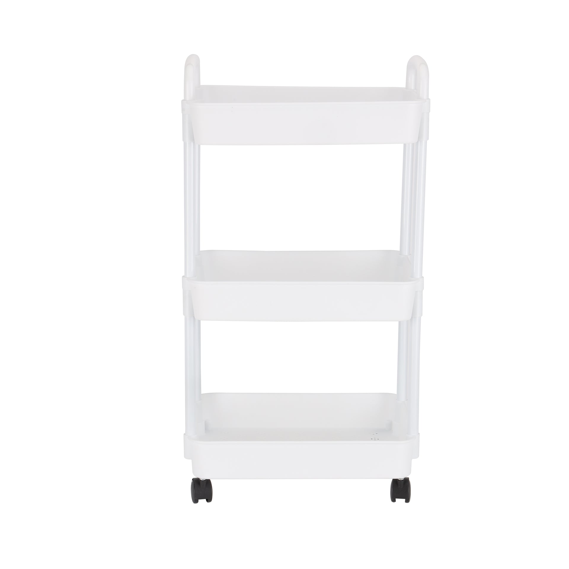 Royalford 3 Tier Storage Cart- RF12462/ Metal Multi-Purpose Cart Trolley with Wheels for Living, Kitchen, Office, Home, Washroom, etc./ for Fruits, Vegetables, Accessories, Toiletries, etc./ Compact Design, Easy to Assemble, Clean and Maintain/ White