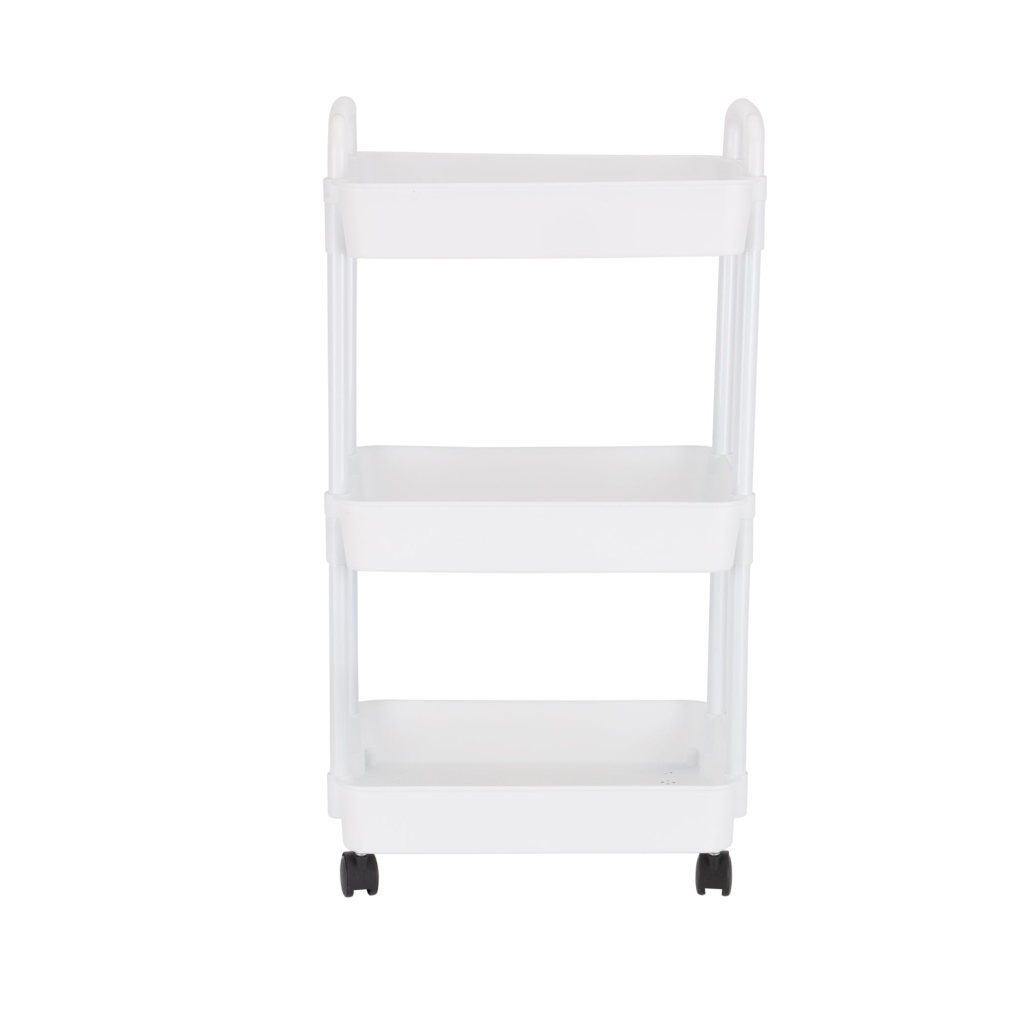 Royalford 3 Tier Storage Cart- RF12462/ Metal Multi-Purpose Cart Trolley with Wheels for Living, Kitchen, Office, Home, Washroom, etc./ for Fruits, Vegetables, Accessories, Toiletries, etc./ Compact Design, Easy to Assemble, Clean and Maintain/ White