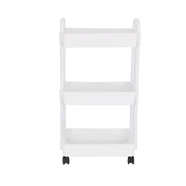 Royalford 3 Tier Storage Cart- RF12462/ Metal Multi-Purpose Cart Trolley with Wheels for Living, Kitchen, Office, Home, Washroom, etc./ for Fruits, Vegetables, Accessories, Toiletries, etc./ Compact Design, Easy to Assemble, Clean and Maintain/ White