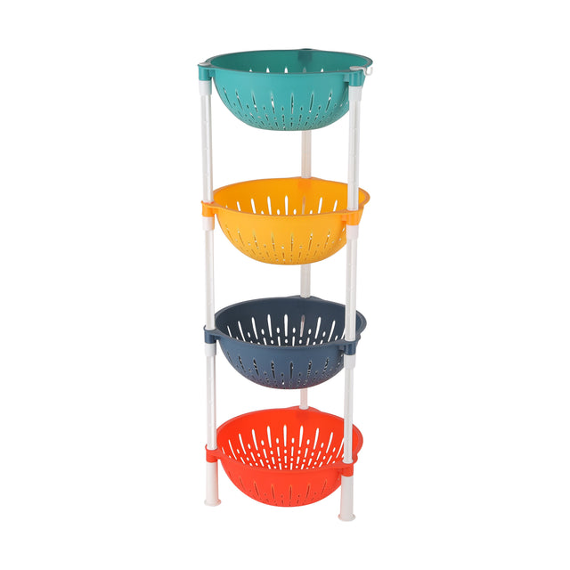 Royalford 4 Layer Kitchen Rack- RF12480/ Round Plastic Multi-Purpose Storage Stand for Fruits, Vegetables, Accessories Multicolor