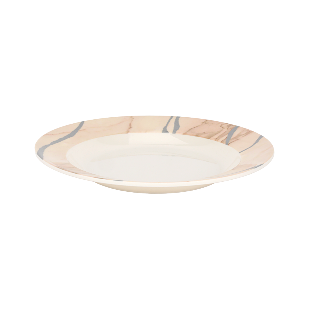 Royalford 32Pc Melamine Dinner Set ,break resistant ,freezer safe and Top Rack Dishwasher Safe Beige & Brown 10inch