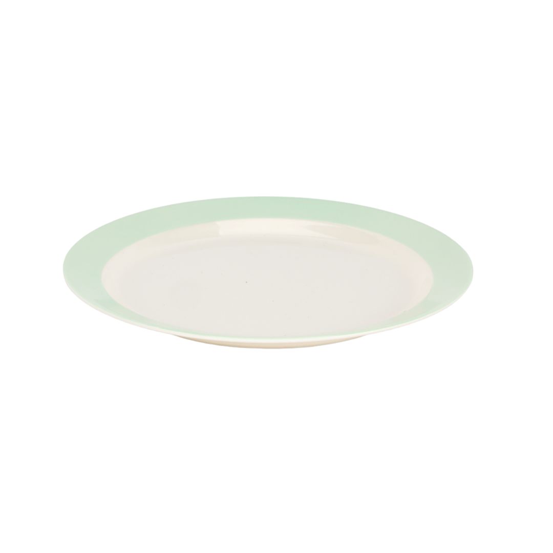 Royalford 32Pc Melamine Dinner Set ,break resistant ,freezer safe and Top Rack Dishwasher Safe Green and White 10inch