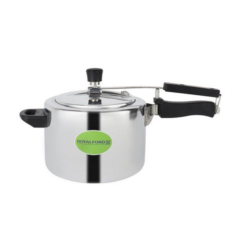 Royalford 5 liter and 3 liters Aluminum Pressure Cooker Combo| Durable Construction with Firm and Comfortable Handles/ Non-Induction SILVER