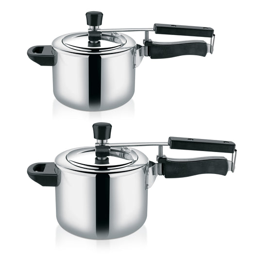 Royalford 5 liter and 3 liters Aluminum Pressure Cooker Combo| Durable Construction with Firm and Comfortable Handles/ Non-Induction SILVER