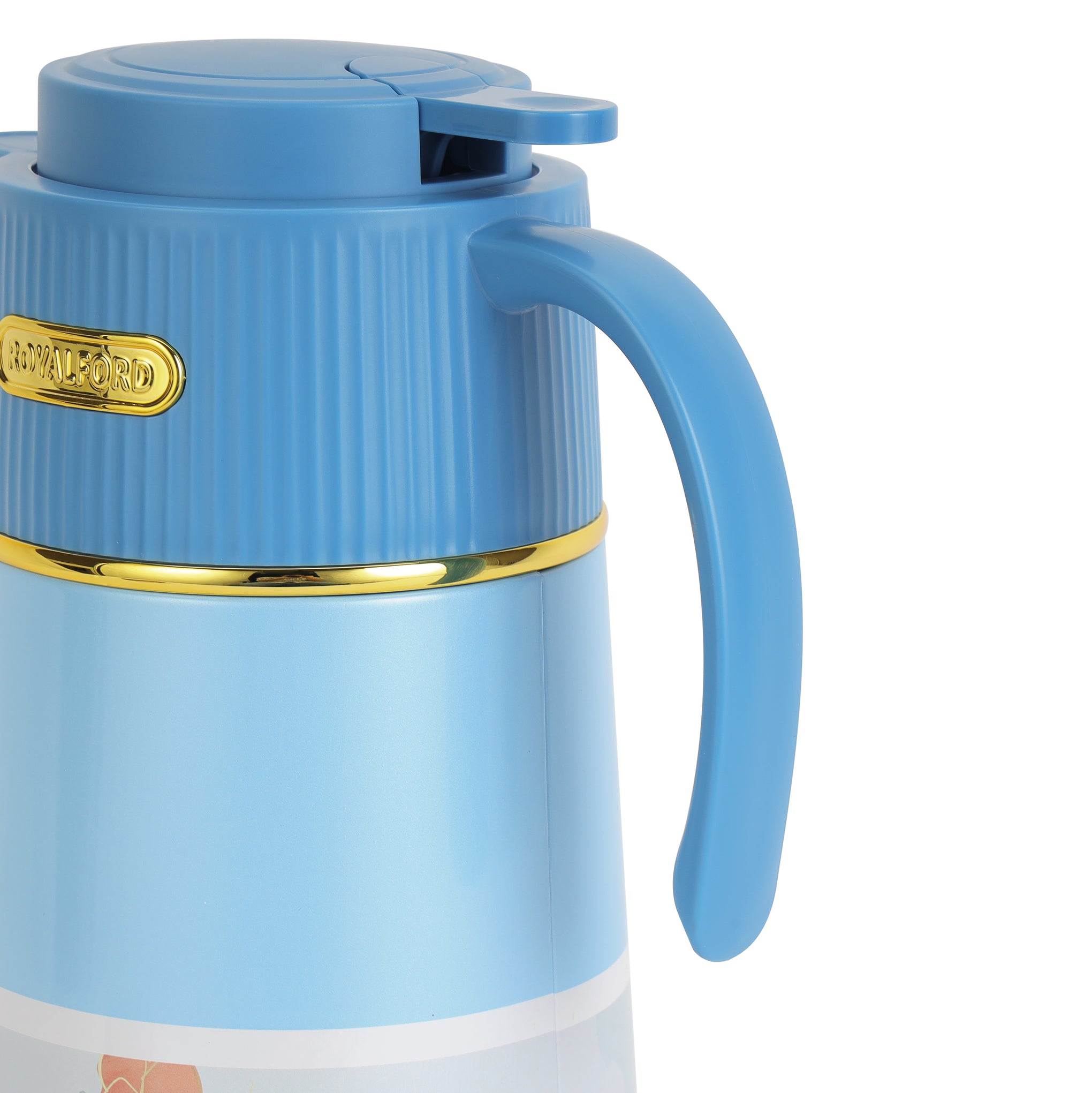 Royalford 1000 ml (33.5 oz) Eden Vacuum Flask- RF12583/ with Pink Glass Inner and PP Outer Body/ Keeps Your Drinks Hot or Cold, Asbestos-Free and Hygienic/ Leak-Proof and Portable Design/ Suitable for Indoor and Outdoor Use/ Blue Pink