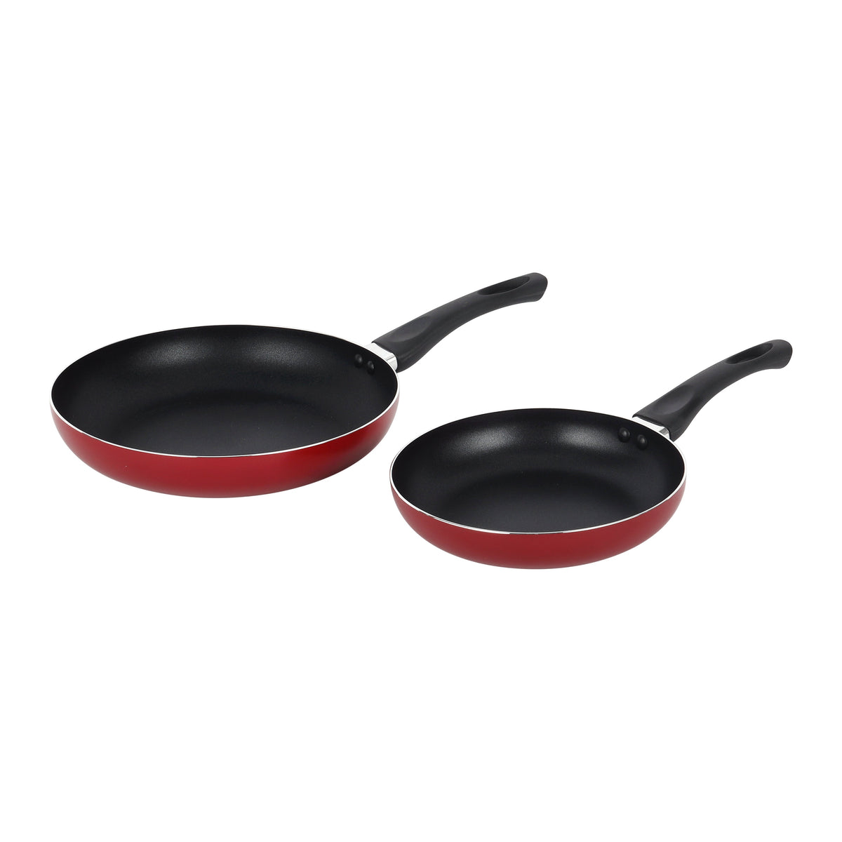 Royalford 2 Piece Frypan Set RF12596, Strong Aluminum Body with Nonstick Coating and Heat Resistant Bakelite Handle, Compatible with Hot Plate, Halogen, Ceramic and Gas Stovetops, Perfect for Frying Red