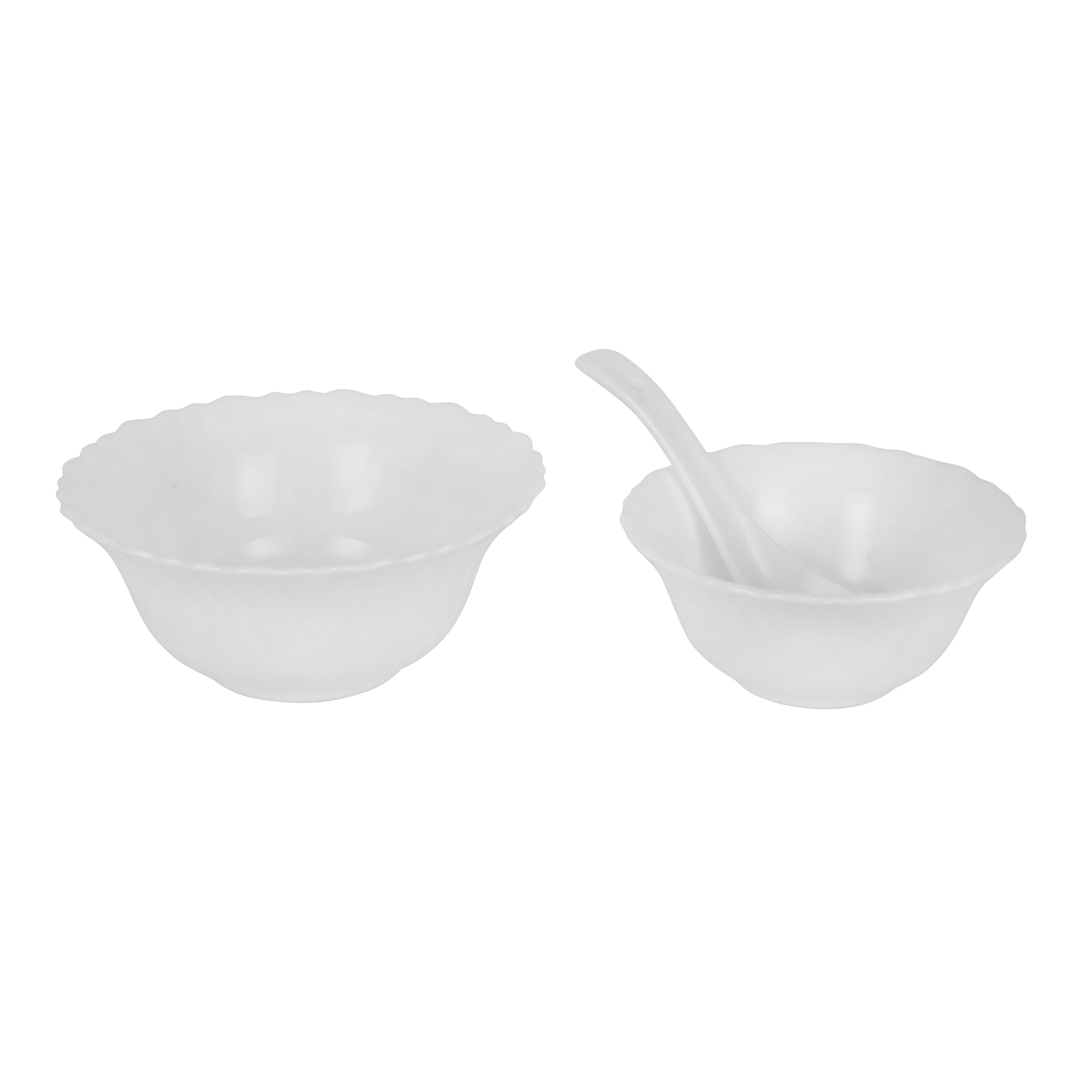 Royalford Opalware Dining Collection RF12658 Exquisite Floral Design 40-Piece Dinner Set Mixing Bowl Plates Oval Dinner Plates Pearl White