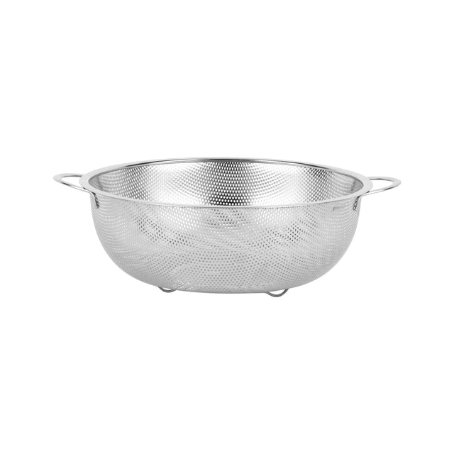 Royalford 22.5 cm Multipurpose Stainless Steel Strainer Basket- RF12682/ Colander with Strong Handles, Perfect for Washing Rice, Fruits, Vegetable and Straining Pasta, Rice, Noodles/ Stylish Design with Micro Perforated Holes Silver