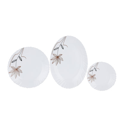 Royalford Opalware Dining Collection RF12686 Exquisite Floral Design 18-Piece Dinner Set 10.5” Plate,7.5” Plate,8.5” Soup Plate,5” Bowl,13.5” Oval Plate x 1pc,8” Bowl x 1p