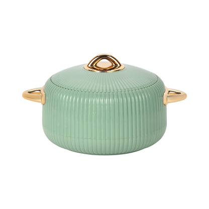 Royalford 2800ml Pearl Insulated Hotpot RF12711 | Stainless Steel Inner Casserole with PU Insulation | Twist Lock Food Warmer | Green