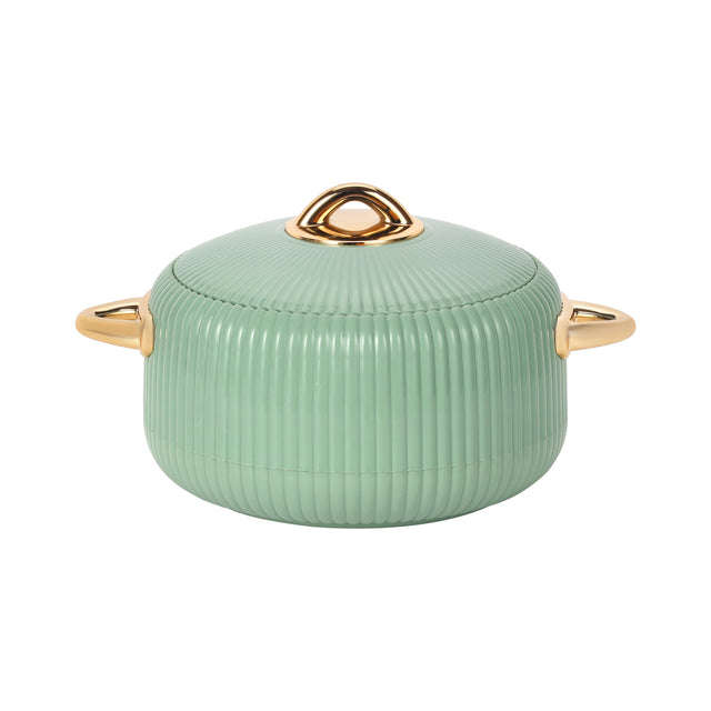 Royalford 2800ml Pearl Insulated Hotpot RF12711 | Stainless Steel Inner Casserole with PU Insulation | Twist Lock Food Warmer | Green