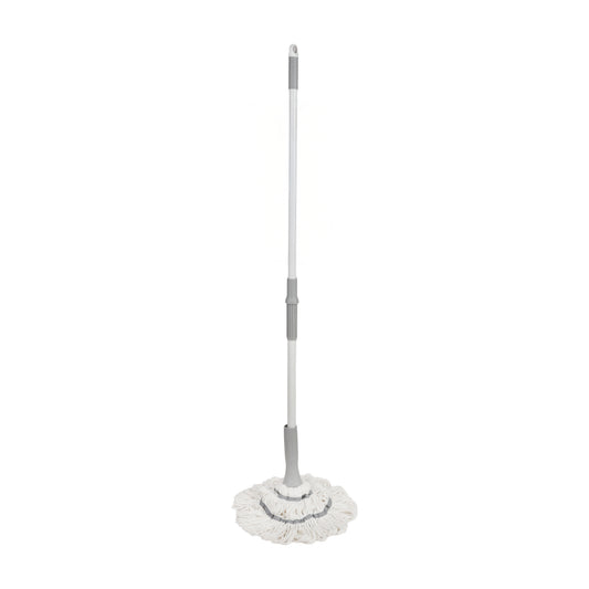 Royalford Microfiber Twist Mop- RF12847/ with Long Handle, for Wet Cleaning, Washable Head/ Self Locking System, Easy Twisting, Suitable for Floor, Tile, Marble, Granite, etc./ Grey and White