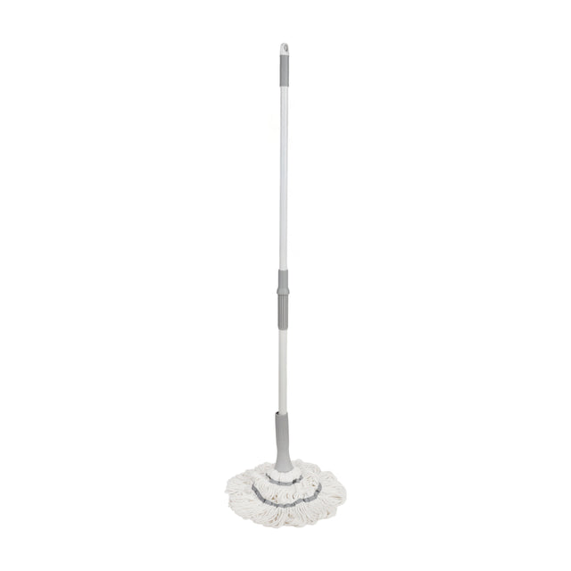 Royalford Microfiber Twist Mop- RF12847/ with Long Handle, for Wet Cleaning, Washable Head/ Self Locking System, Easy Twisting, Suitable for Floor, Tile, Marble, Granite, etc./ Grey and White