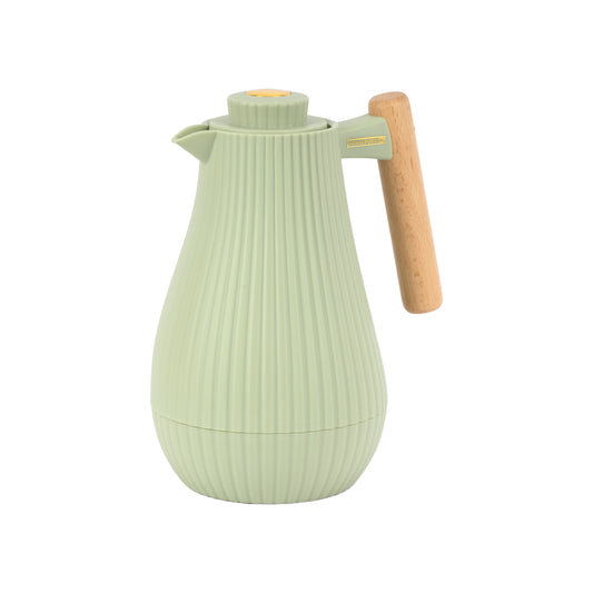 Insula Vacuum Flask 1000ML (33.5oz) with Wooden Handle, BPA-Free Thermos Jug, Double Wall Insulated, Keeps Hot & Cold for 24 Hours