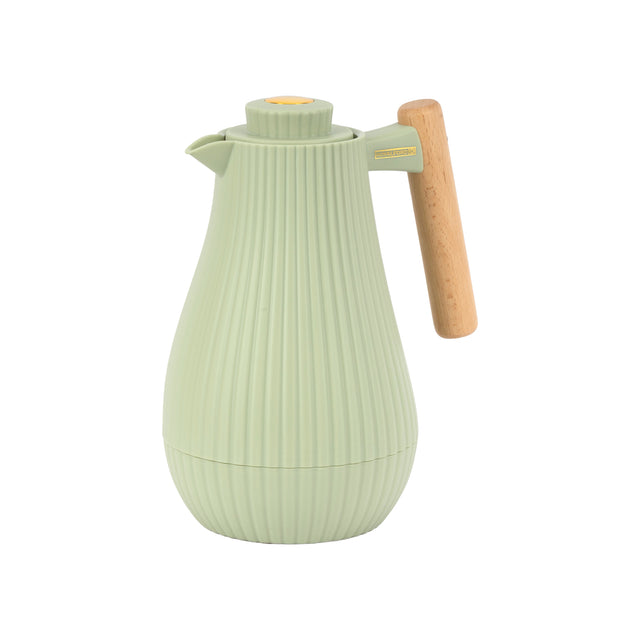 Insula Vacuum Flask 1000ML (33.5oz) with Wooden Handle, BPA-Free Thermos Jug, Double Wall Insulated, Keeps Hot & Cold for 24 Hours