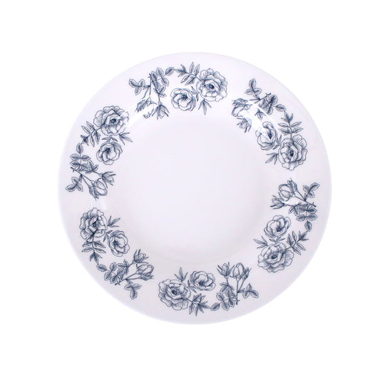 Royalford 10.5" Melamineware Deep Plate- RF12985/ Elegant Color and Print, Perfect for Serving and Eating Soups, Salads, Snacks, Pastas, etc. / Lightweight, Serveware, Dishwasher-Safe and Microwave Safe/ White and Blue