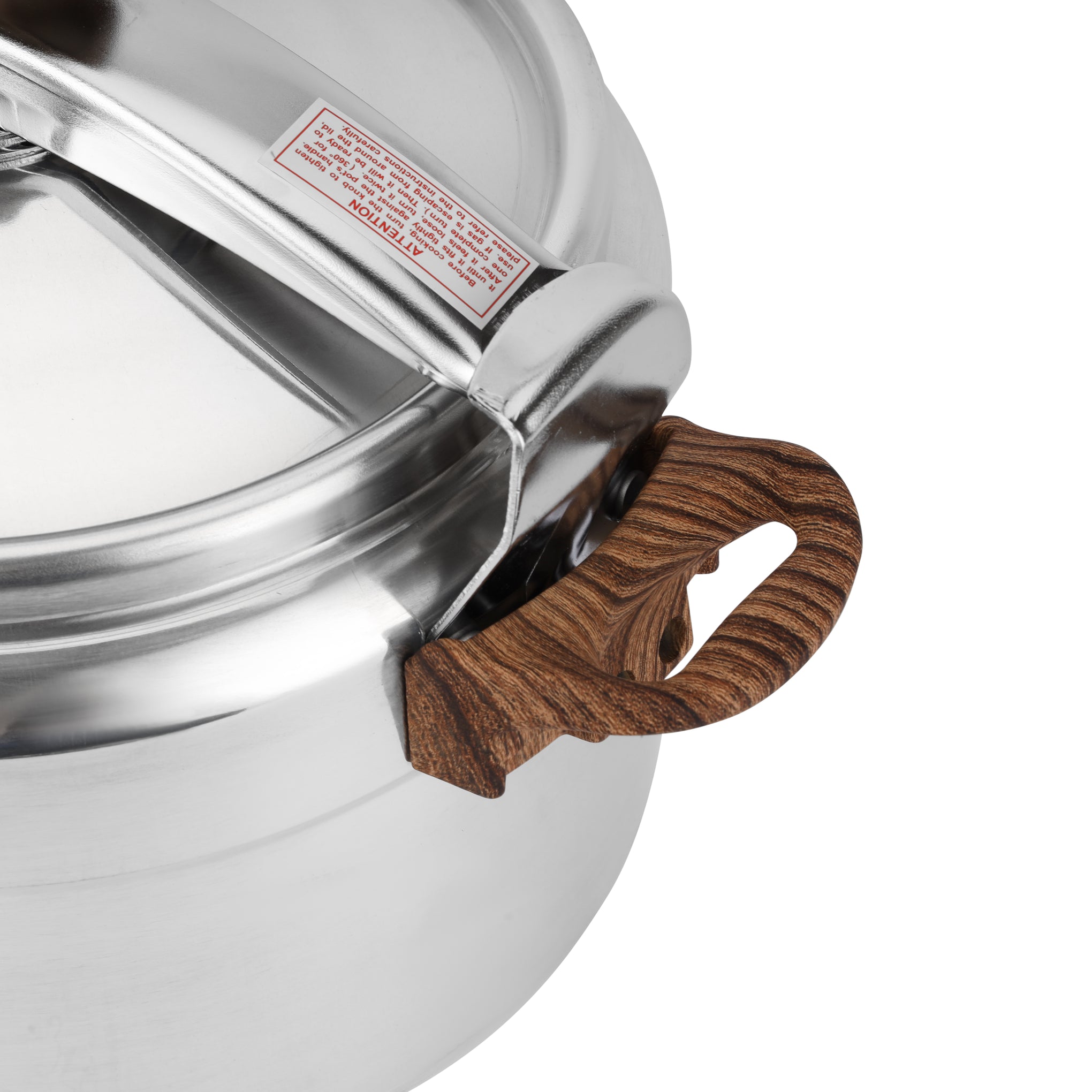 15L Aluminum Pressure Cooker – Extra Large Arabic Style, Fast Cooking, Thick Base, Safe Pressure Indicator, Durable Aluminum with Wood Finished Bakelite-Handles 5 Years Warranty Silver (with wood-finish handles and knob)