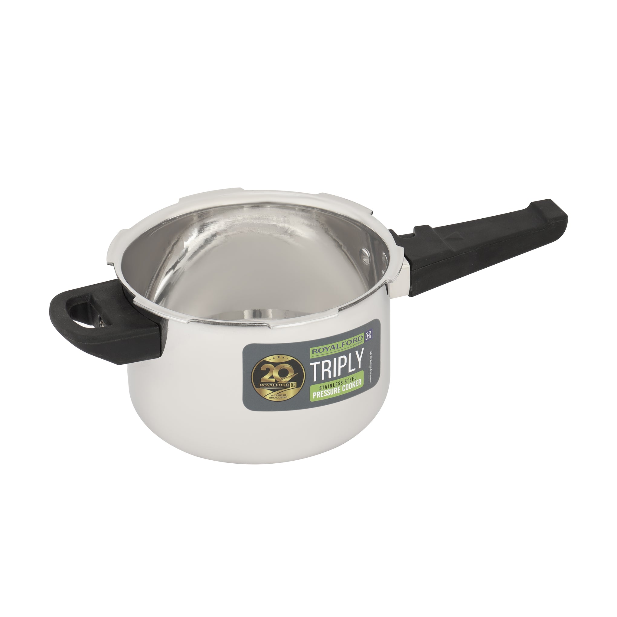 Royalford 3L Triply Stainless Steel Pressure Cooker RF13046 Faster Cooking Comfortable Handle Compatible with Induction, Gas, Hotplate, Ceramic and Halogen Cooktops silver 3000ml