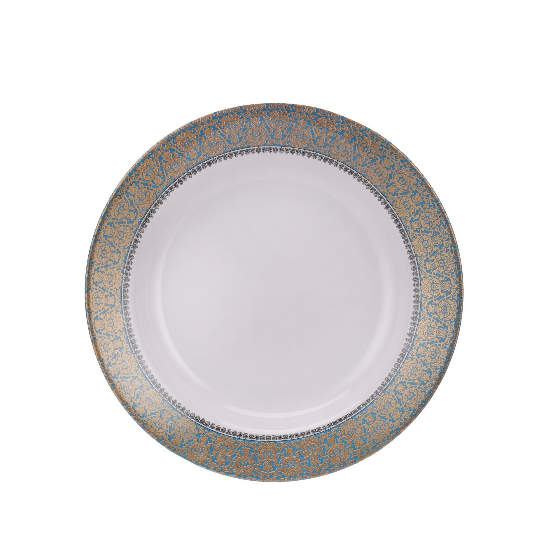Royalford 11" Melamine Soup Plate- RF13080/ Light-Weight and Food-Grade Plate with Elegant Design/ Perfect for Serving Soups, Stews, Curries, Pasta, Noodles, Gravy-Based Dishes/ Dishwasher-Safe and Chip-Resistant/ Blue and White