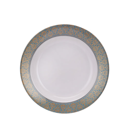 Royalford 11" Melamine Soup Plate- RF13080/ Light-Weight and Food-Grade Plate with Elegant Design/ Perfect for Serving Soups, Stews, Curries, Pasta, Noodles, Gravy-Based Dishes/ Dishwasher-Safe and Chip-Resistant/ Blue and White