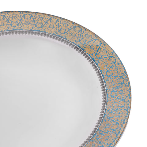 Royalford 11" Melamine Soup Plate- RF13080/ Light-Weight and Food-Grade Plate with Elegant Design/ Perfect for Serving Soups, Stews, Curries, Pasta, Noodles, Gravy-Based Dishes/ Dishwasher-Safe and Chip-Resistant/ Blue and White