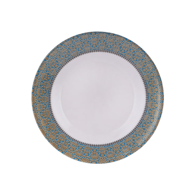 Royalford 10" Melamine Soup Plate- RF13081/ Light-Weight and Food-Grade Plate with Elegant Design/ Perfect for Serving Soups, Stews, Curries, Pasta, Noodles, Gravy-Based Dishes/ Dishwasher-Safe and Chip-Resistant/ Blue and White