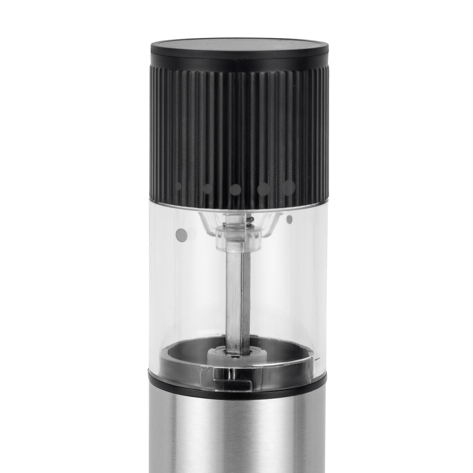 Royalford Rechargeable Pepper Grinder- RF13131/ Automatic Grinding with Adjustable Coarseness, One Hand Operation, USB Charging/ Stainless Steel Housing, Perfect for Peppercorns, Rock Salts, Mixed Herbs, Spice Blends, etc./ Black and Silver