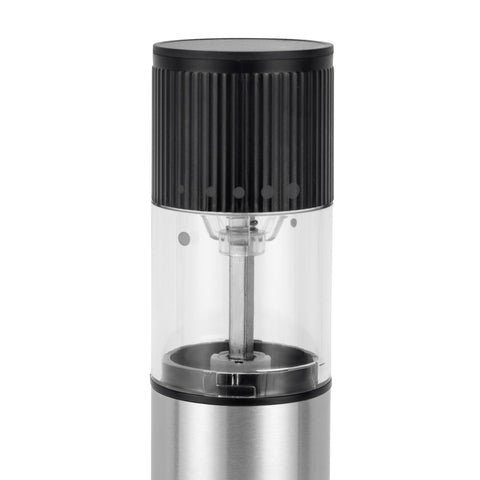 Royalford Rechargeable Pepper Grinder- RF13131/ Automatic Grinding with Adjustable Coarseness, One Hand Operation, USB Charging/ Stainless Steel Housing, Perfect for Peppercorns, Rock Salts, Mixed Herbs, Spice Blends, etc./ Black and Silver