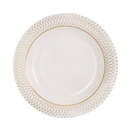 Royalford 42 Piece Melamine Dinner Set- RF13137/ Includes Bowls, Rice Spoon, Ladles, Serving, Soup and Dinner Plates/ Dishwasher-Safe and Freezer-Friendly/ Eco-Friendly and Food-Grade/ White and Golden